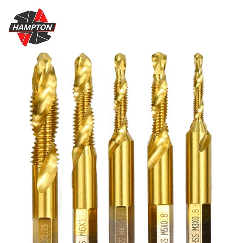 

HAMPTON Thread Tap Hex Shank Metric Tap HSS4341 6542 M3-M12 Combined Tap and Drill Machine Screw Tap Drill Hand Tools