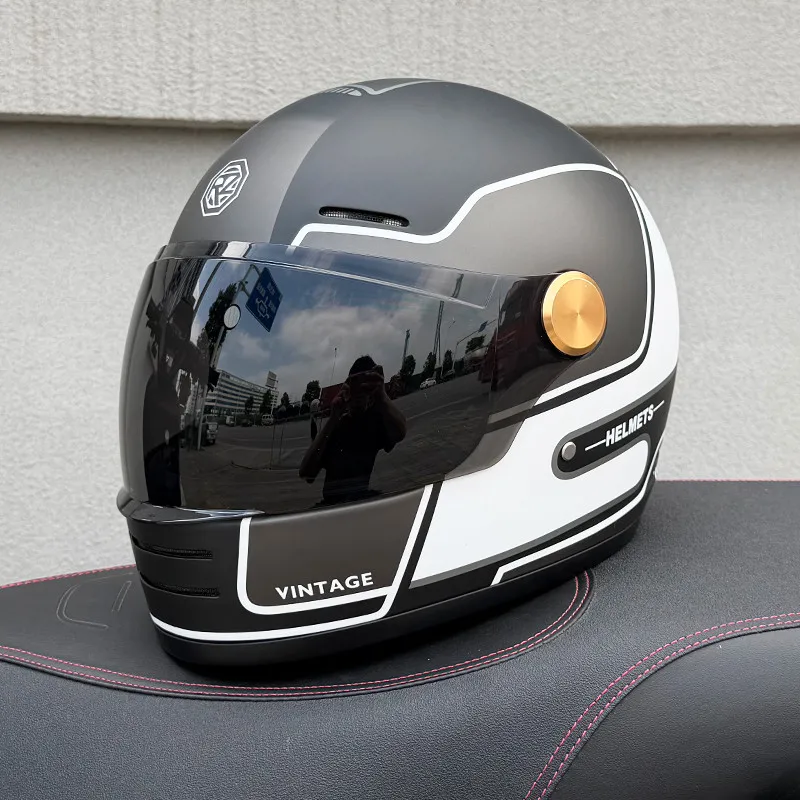 ORZ Retro Full Face Motorcycle Helmet 3C Certified Motorbike Helmet for Men Women Cartoon Graffiti Style 4 Seasons Universal Sco