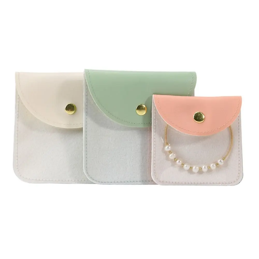 

5pcs Snap Button Jewelry Packaging Bags Transparent Exquisite Earrings Ring Storage Pouch Jewlery Organizer Ear Studs Case