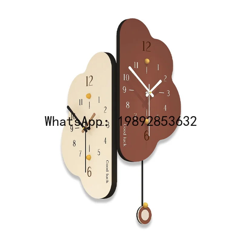 

DSA Creative Cloud Double Sided Clock Home Living Room Wall Hanging Cream Wind No Punching Clock Mute
