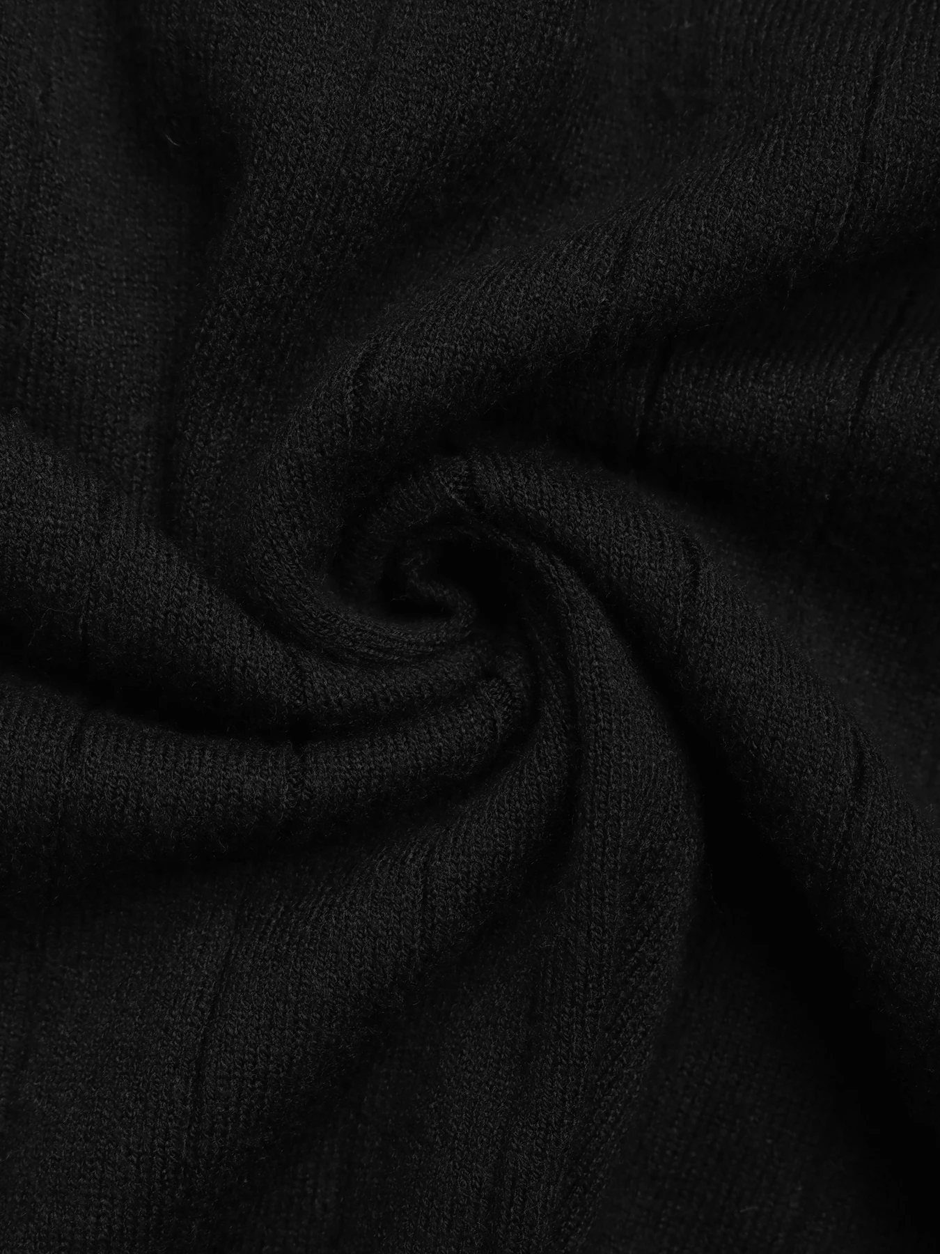 Damski czarny sweter z dekoltem w serek, prążkowany, dzianinowy, z długim rękawem, dopasowany, na jesień i zimę, do noszenia na co dzień.