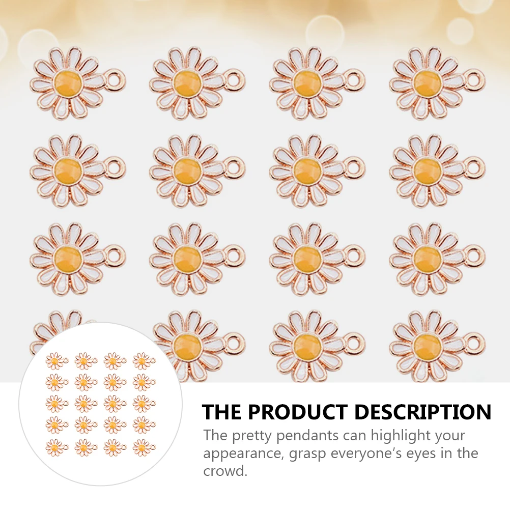 

100 Pcs Alloy Jewelry Accessories Necklace Charm Flower Connector Charms Handmade Pendant Sunflower Handcrafts DIY