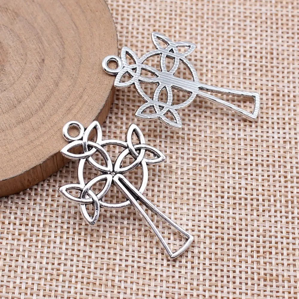 Findings Celtic Knot Cross Charms Accessories For Jewelry 24x39mm 10pcs