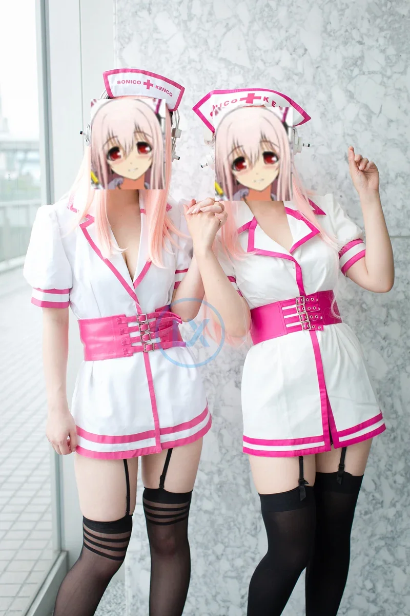 Anime Super Sonico SONICOMI Nurse Uniform Cosplay Costume Outfit Halloween Clothes