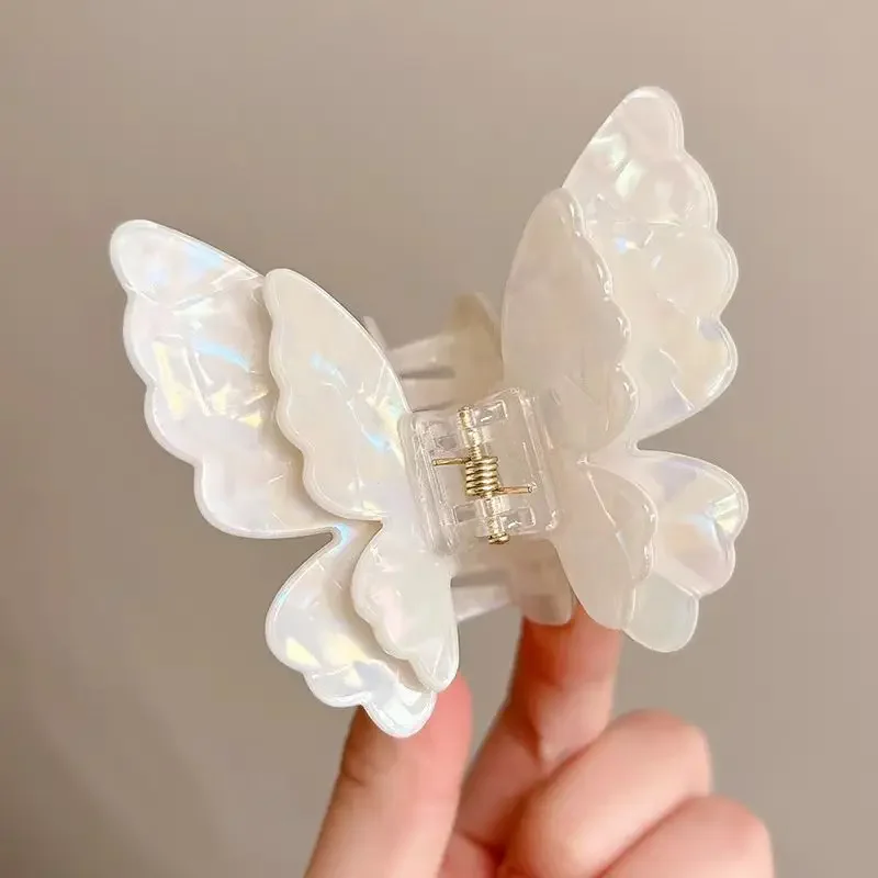 Pinza para el pelo de mariposa de Hada para mujer y niña, pinza para el pelo de cangrejo de acetato Retro francés, Clip de tiburón de princesa dulce, horquilla, accesorios para el cabello