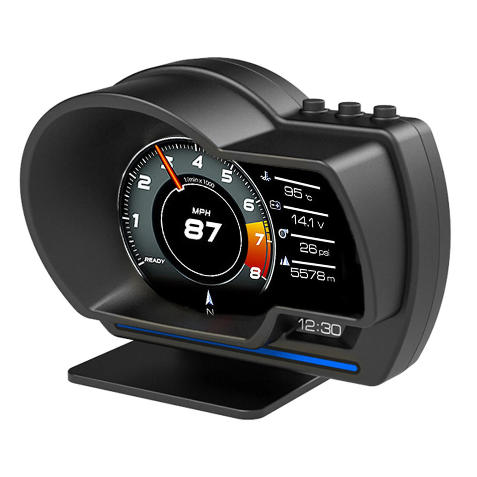 Obd2 + GPS مقياس ذكي للسيارة HUD عداد السرعة توربو RPM إنذار لسيارة شاحنة سرعة تحذير شاشة رقمية للرأس