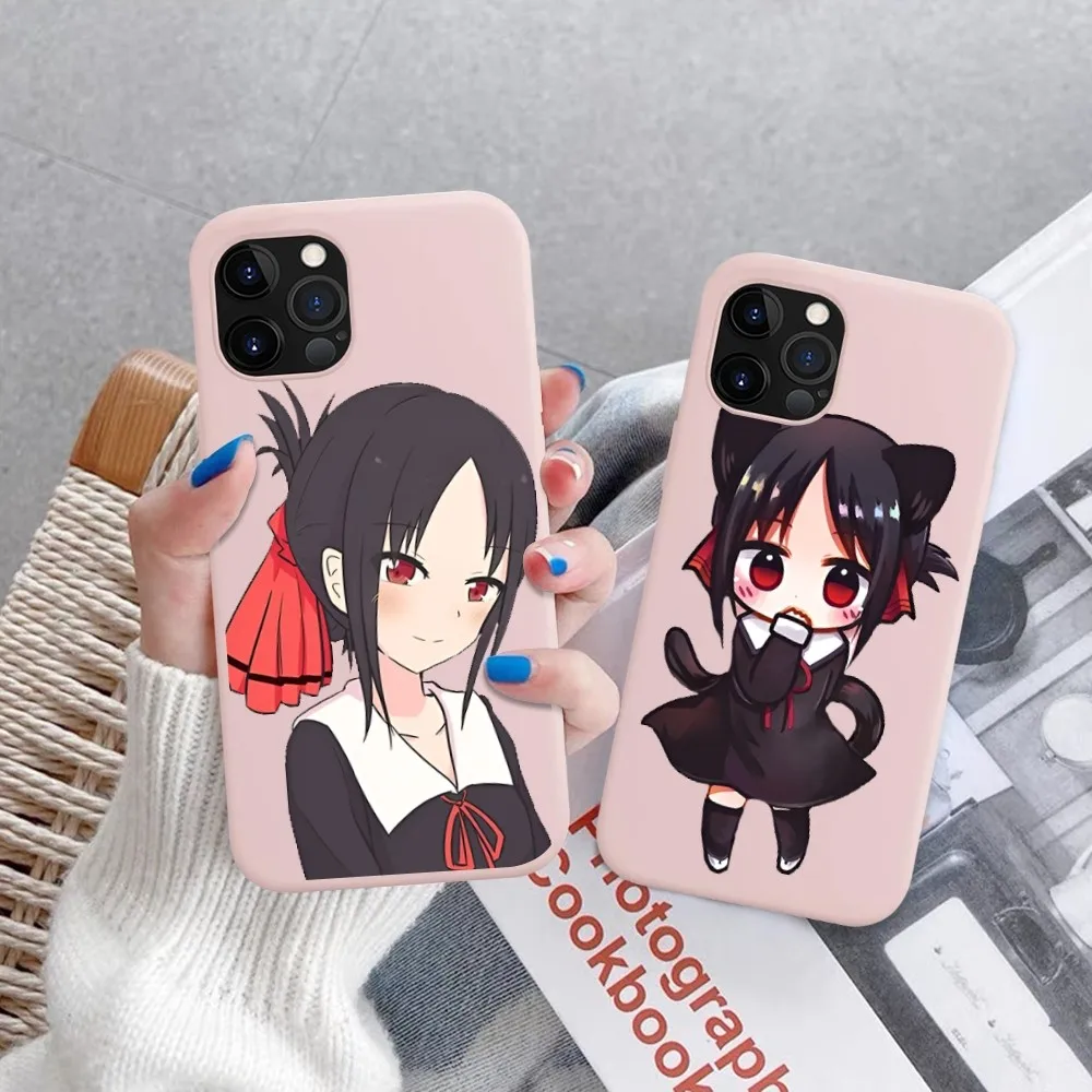 Kaguya Sama Love is War Phone Case for iPhone 14 11 12 13 Mini Pro Xs Max 8 7 6 6S Plus X XR Solid Candy Color Case