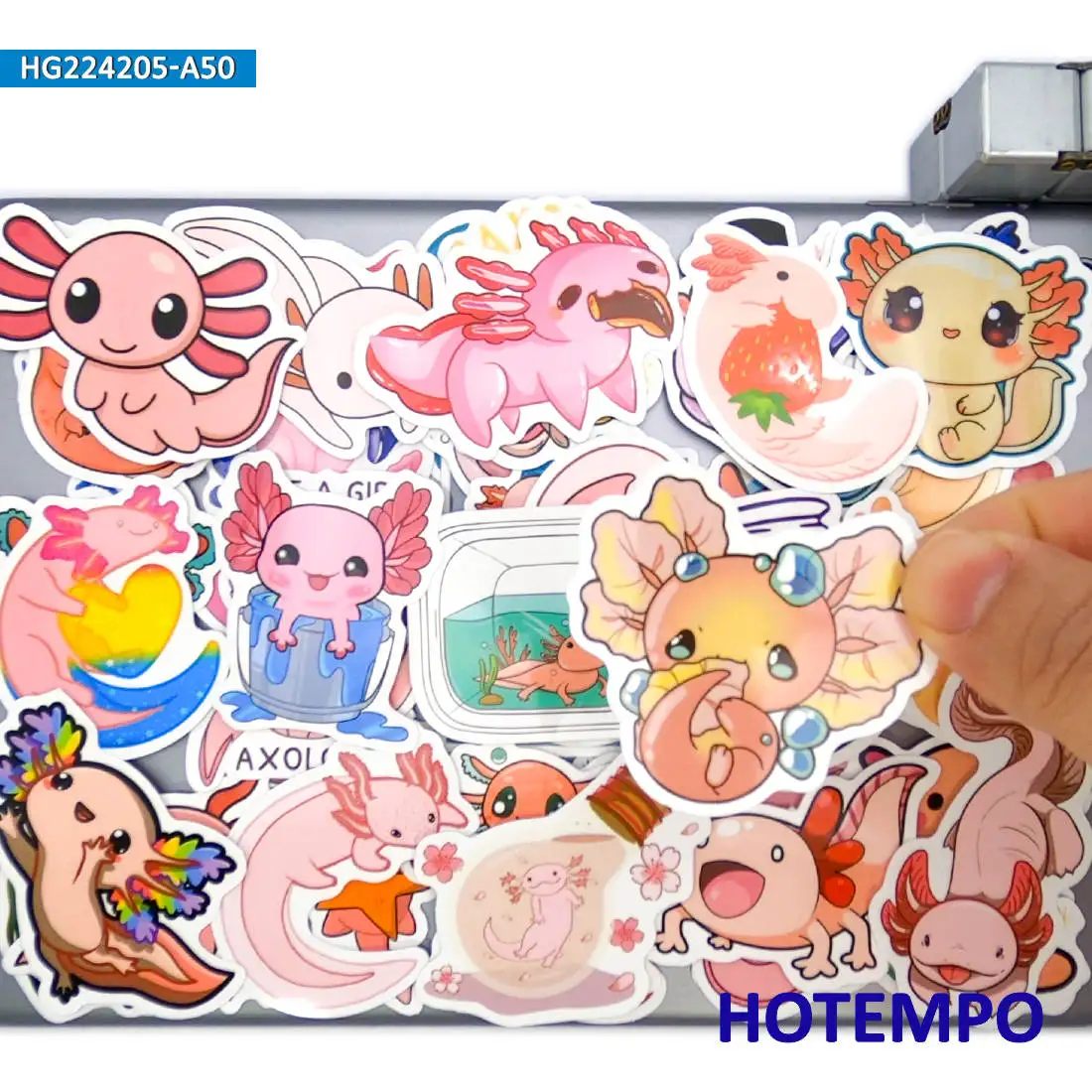 20/30/50PCS Pink Axolotl Stickers Cute Cartoon Animal Decals for Laptop Scrapbook Luggage Skateboard Bike Car Phone Sticker Toys