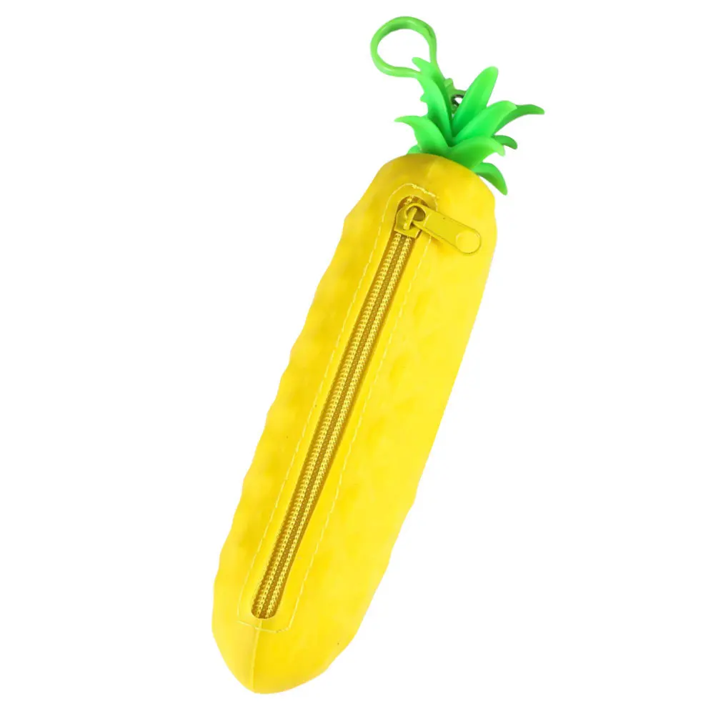 

Pineapple Pencil Bag Cute Silicone Pencil Case Aesthetic School Supplies Portable Pen Pouch For Makeup Brush Kawaii