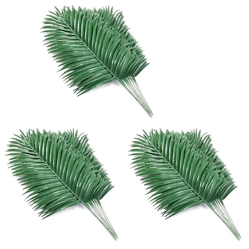 

54Pcs Artificial Palm Leaves Plants Faux Palm Fronds Tropical Large Palm Leaves Greenery Plant For Leaves Hawaiian Party