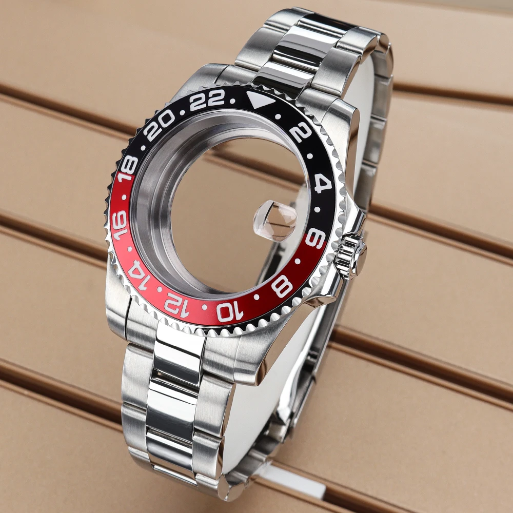 40mm Automatic Mechanical Watch Case Watchbands For GMT NH35 NH36 NH34 ETA 2824 Miyota 8215 Movement Black Purple GMT Bezel Part