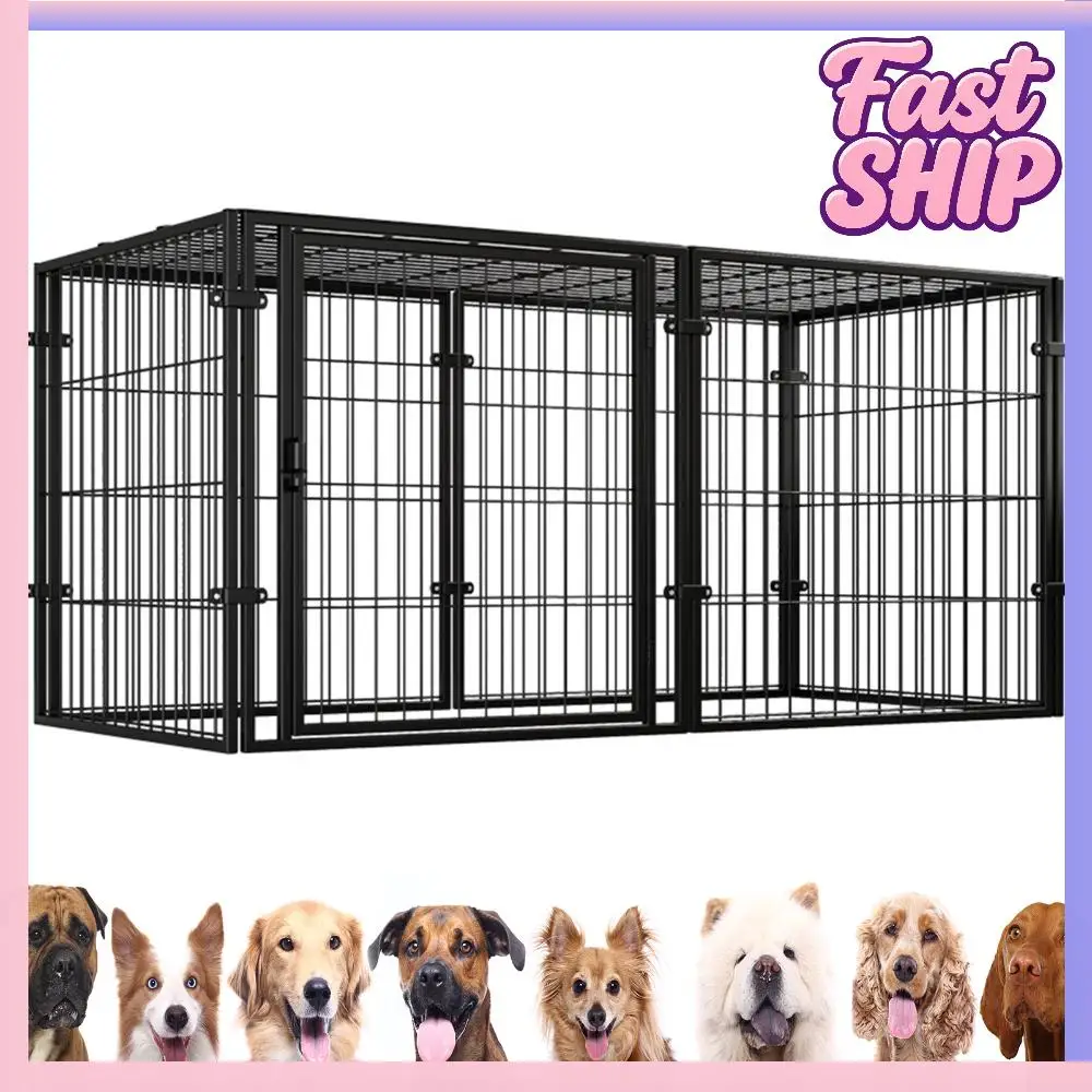 

Вольер для щенков 48 дюймов, легко собираемый, из прочной проволоки, с дверцей, клетка-вольер для собак, штабелируемый, для щенков и маленьких собак