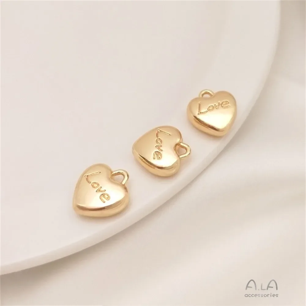 

14K Gold-plated LOVE Heart-shaped Pendant Handcrafted DIY Making Bracelet Charm Pendant Accessories K074