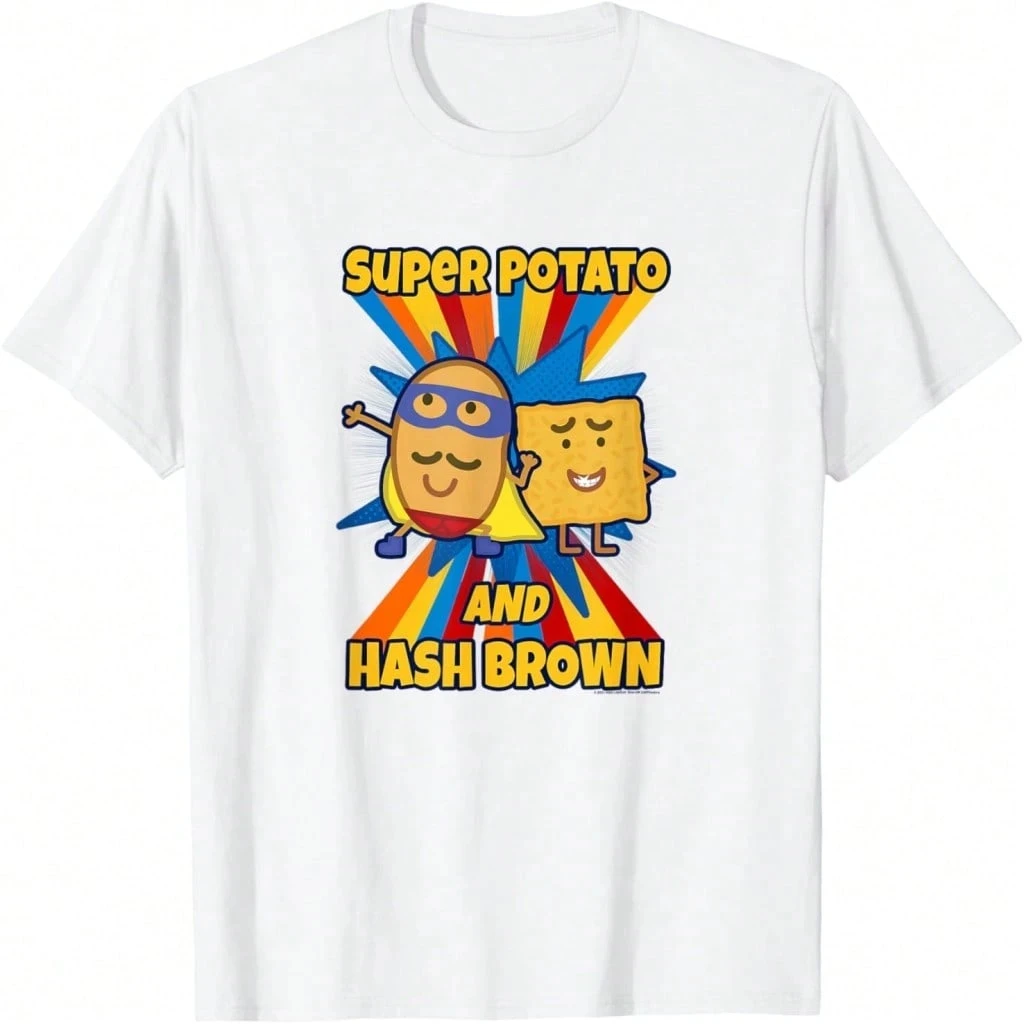 

Мужские футболки Visits A Er Potato Brown Футболка с мультяшным принтом Футболка с короткими рукавами для мужчин Футболка в стиле Харадзюку для мужчин