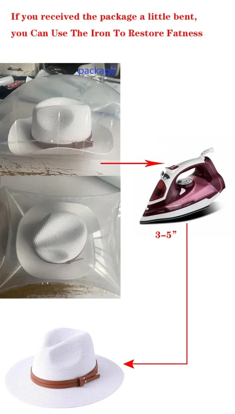 Mode 56-60 cm Neue Natürliche Stroh Hut Panamad Weiche Sommer Weibliche/männliche Breite Klappe Strand Kappe Sonnenschutz uv Fedora Hut – Detail 1