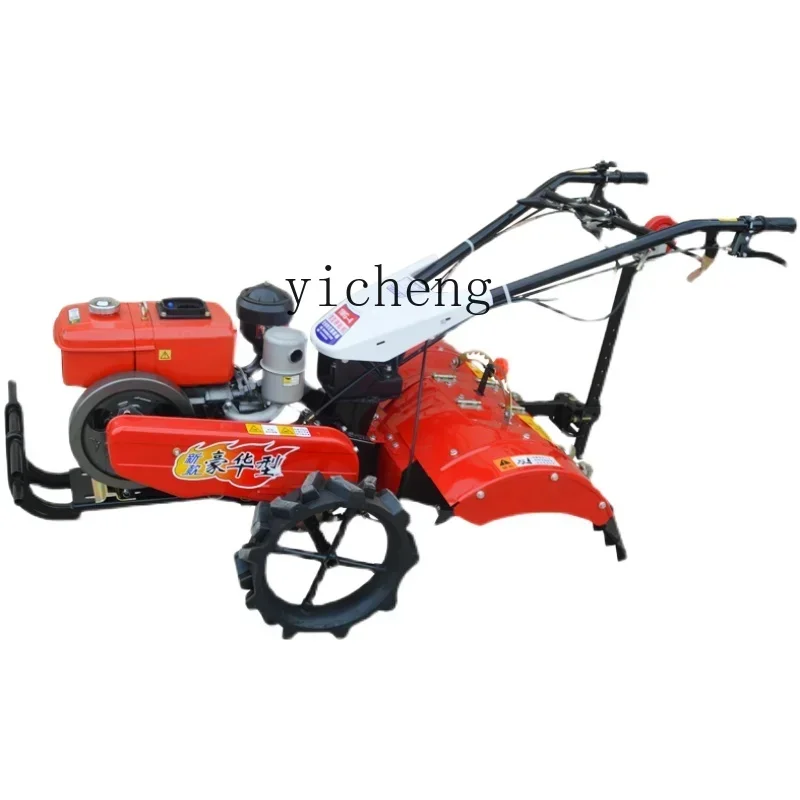 

small micro tiller four-wheel drive multi-functional household new weeding tiller trenching