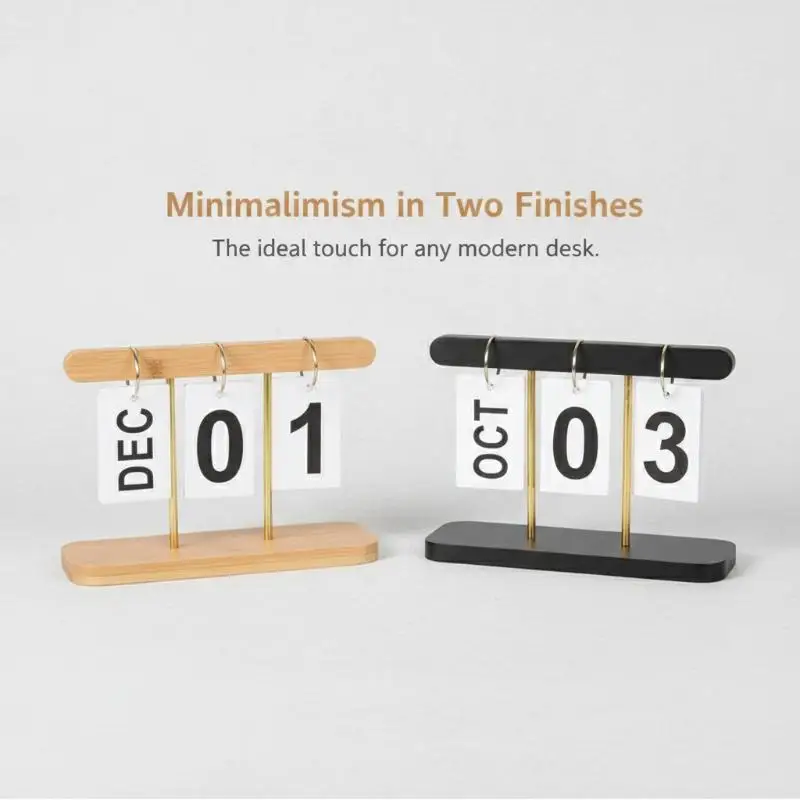 1pcs Reusable Flip Calendar Desk Perpetual Calendar Minimalist Decorative Display Stand English Numeral Calendar Ornament