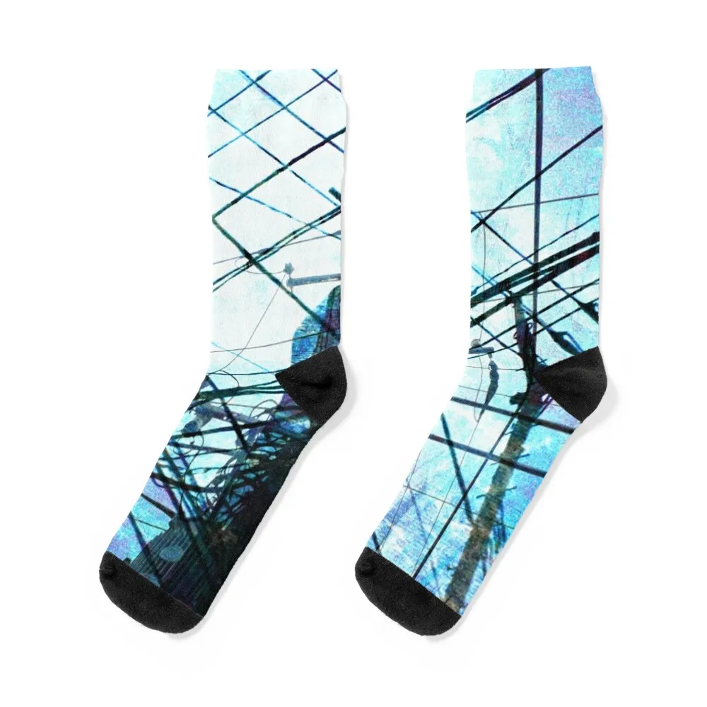 Serial Experiments Lain - Power Lines Socks designer brand Running japanese fashion Mens Socks Women's