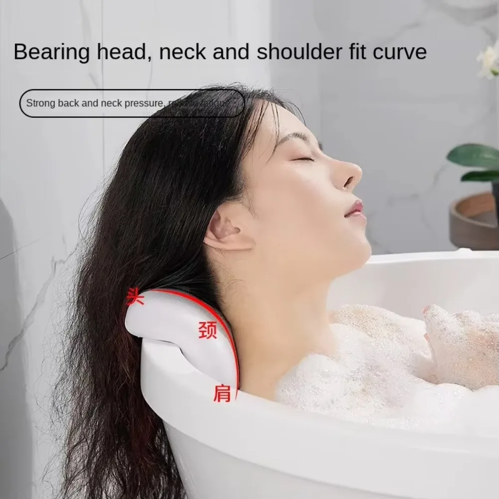 Non Slip Bathtub Pillow Silicone Sponge Waterproof PU Cover Universal Neck Head Support Cushion for Spa Bath Shower Relaxation