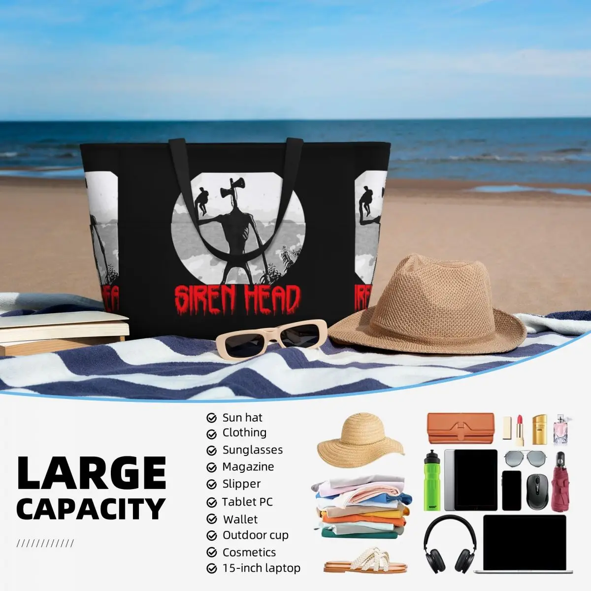 Sirene cabeça 1 praia sacola esporte ginásio yoga duffle grande sacola feminina saco de viagem saco de fitness