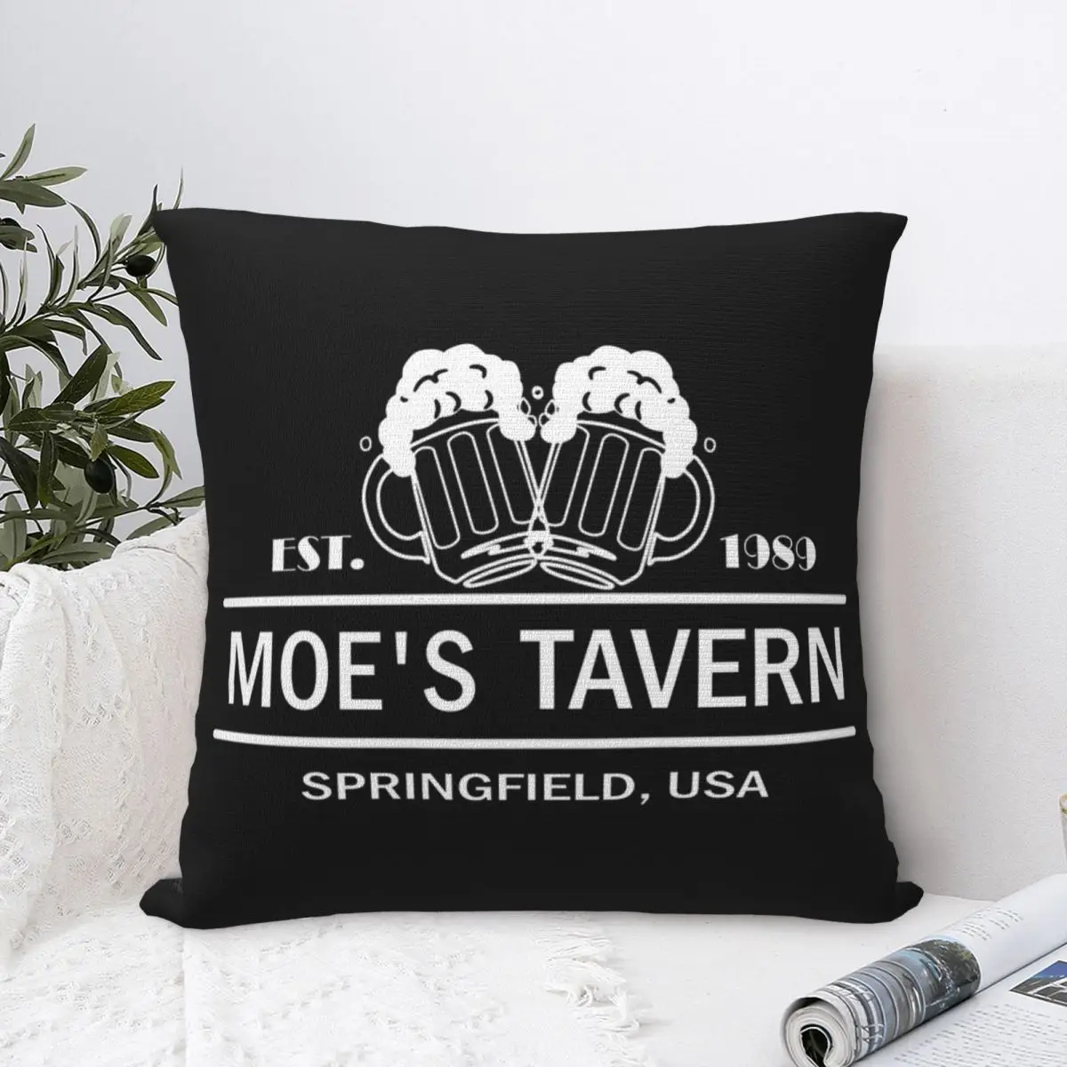 Simpsons - Moe's Tavern Square Pillowcase Polyester Pillow Cover Velvet Cushion Decor Comfort Throw Pillow For Home Car