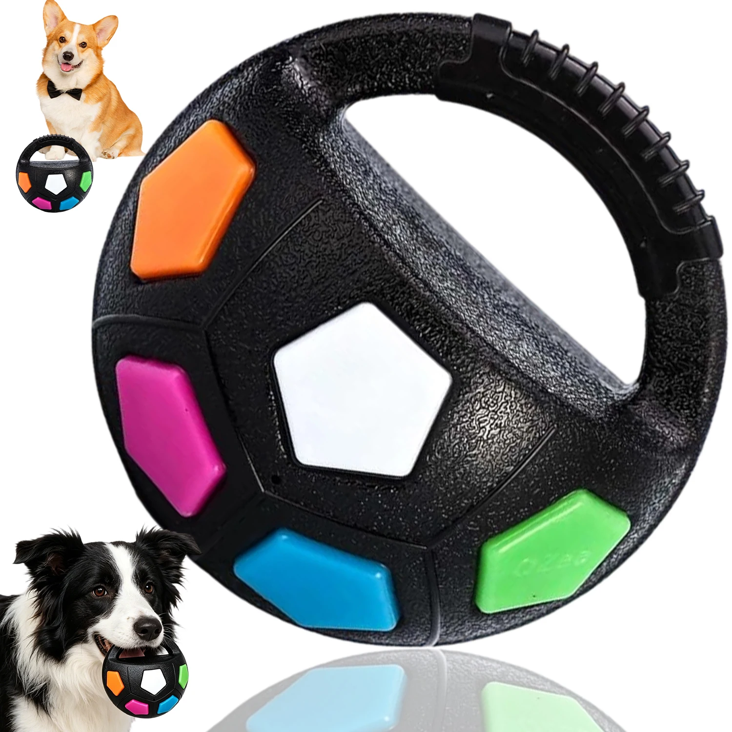Jouet de football pour animaux de compagnie de 13 cm, résistant aux morsures, balle de football en caoutchouc durable pour chien, jouet interactif pour l'entraînement des chiens en intérieur et en extérieur