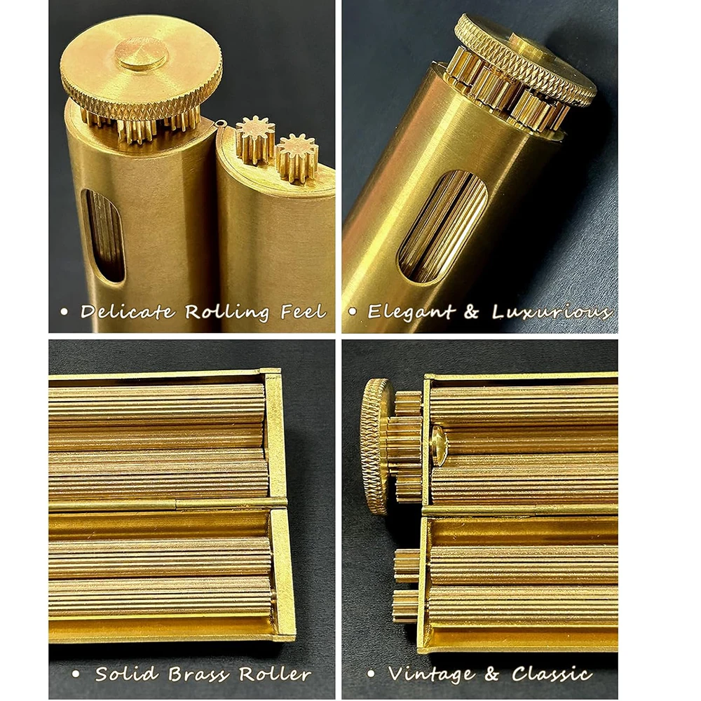 Round Solid Cigarette Rolling Machine Antique Brass Material Manual Mechanical Feeling Tobacco Rolling Retro Nostalgia 70MM Gift