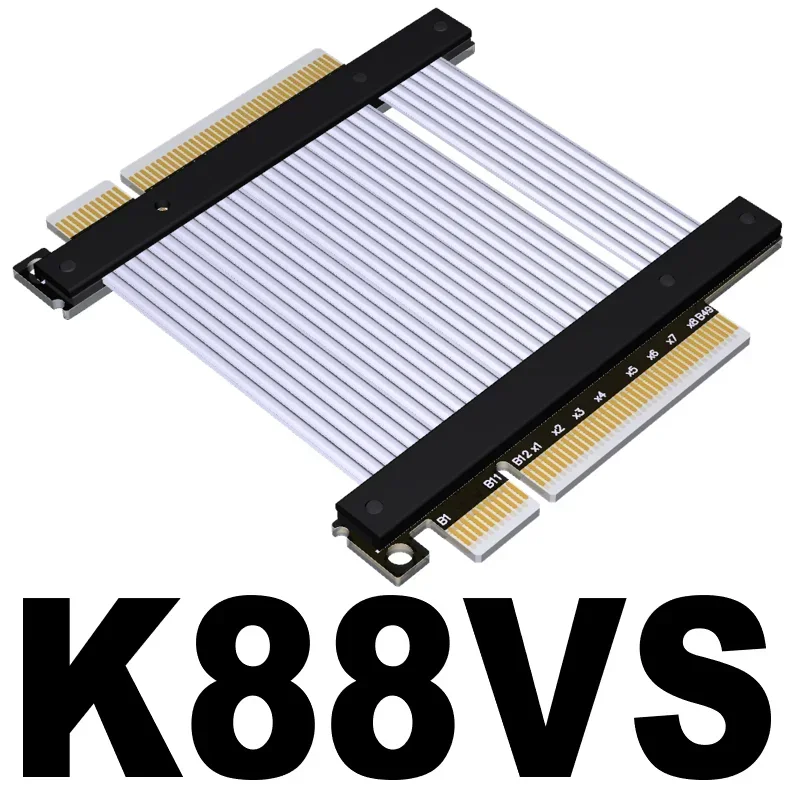 Silver-Plated PCIe 4.0 x8 To x8 Riser Cable Female To Female Signal Swap Tx-Tx Rx To Rx Extension Cable PCI-E 8x Extender Jumper