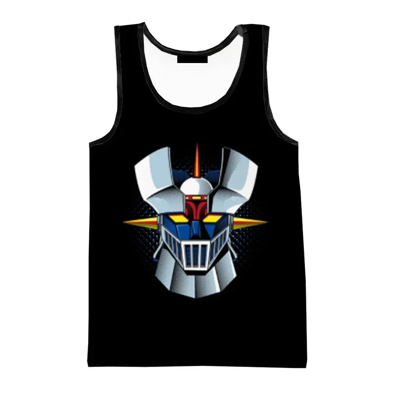 Camisetas sin mangas con estampado 3D de Robot Mazinger Z de película de Anime para hombre/mujer, chaleco de campaña de moda con personalidad, ropa de gimnasio de gran tamaño para verano
