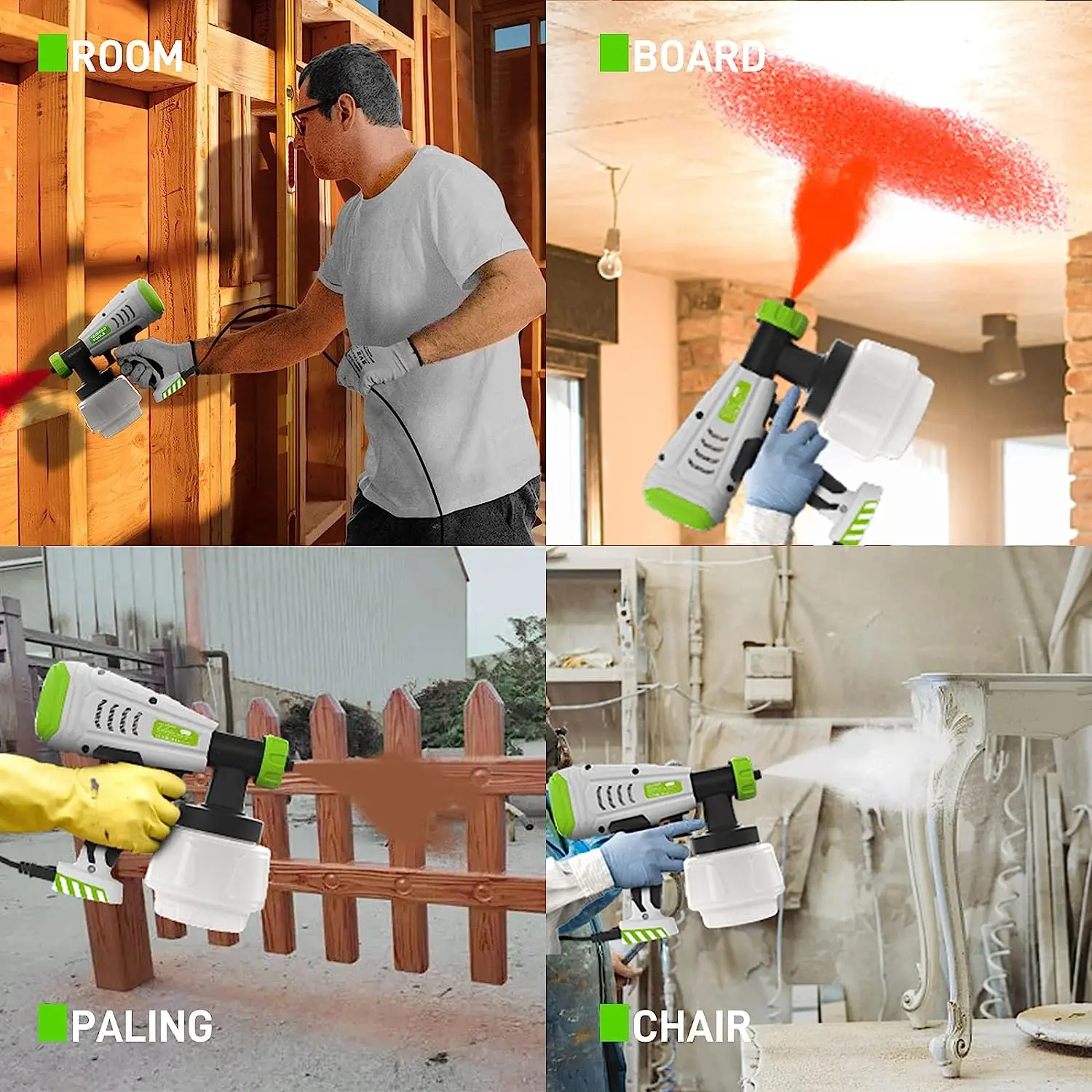 550W HVLP Electric Spray Gun 1000ML Paint Sprayer Household Flow Control Easy Spraying Adjustable Nozzle for Furniture/Walls