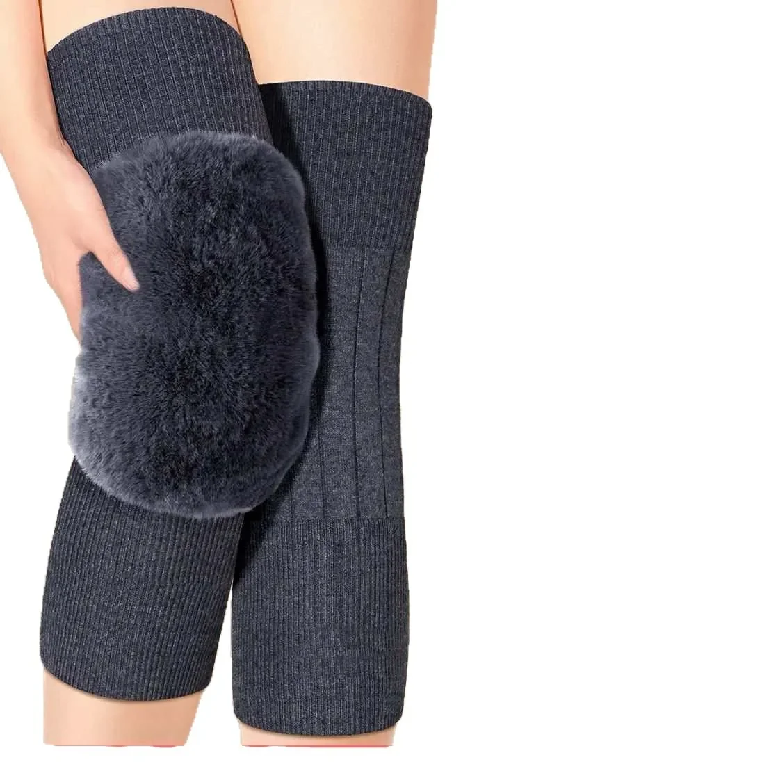 Draagbare warme kasjmier kniebeschermers om oude koude benen warm te houden voor gewrichten voor dames en heren, lange mouwen voor ouderen