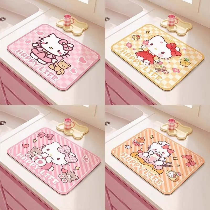 New Hello Kitty Sanrio Cartoon Heat Insulation Waterproof Fashion Kitchen Kawaii Coffee Coasters Cute Creative Meal Tray Pads