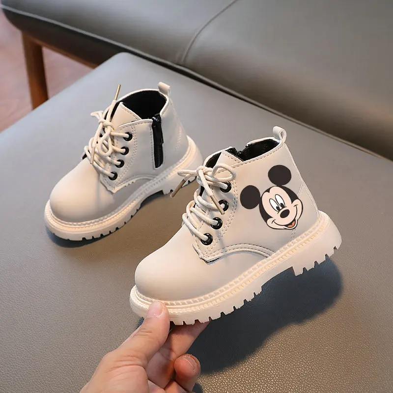 Mickey Mouse Kids Boots Bottom Warm Boots  Spring and Autumn Ankle Boots Anime Cartoon Children Boys Girls Casual Shoes 21-30