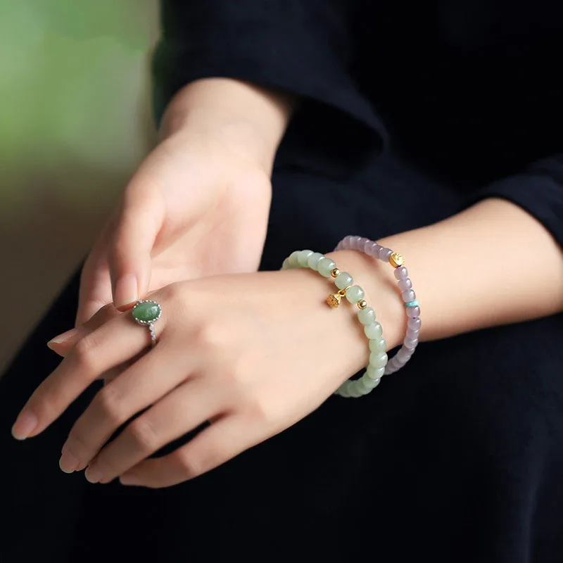 Hetian Jade String DIY Men And Women Models 7 * 8mm Accessories Bracelet Fashion Jewelry High Quality Birthday Gift