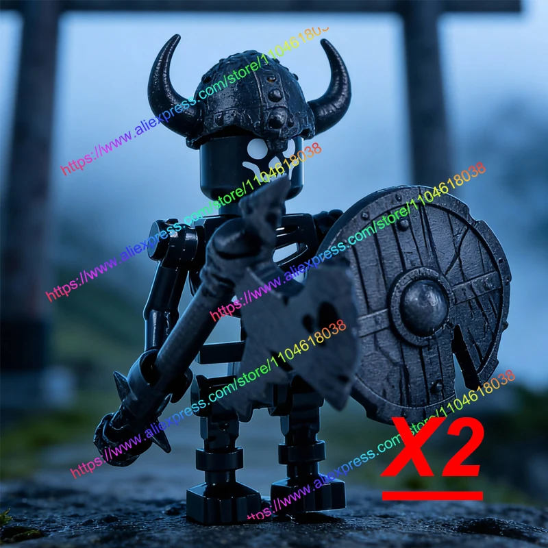 MOC Figuren Körperteile Bausteine Mittelalterliche Ritter Helm Bart Empire Hut Umhang Axt Hammer Sichel Mini-Bausteine Spielzeug Geschenke