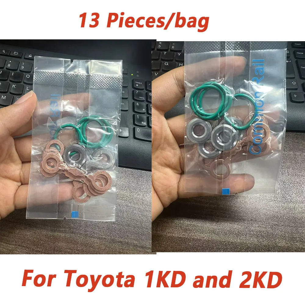 

13pcs Diesel Injector Gasket Washer for DENSO Toyota 1KD and 2KD Injectors 095000-8290 095000-5760 23670-30400 23670-0L050