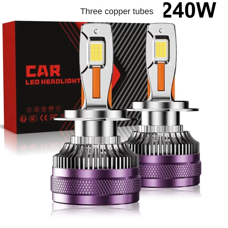 New 240W Three Copper Tube High Power Led Headlight Car Headlight  H1 H7 H8  H11 9005 9006 Y70 5585 lamp beads h11 led headlight