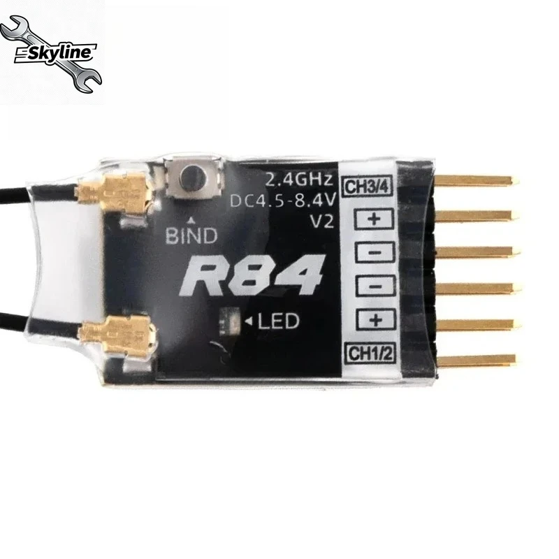 R84 V2 4CH PWM RC Receiver, Compatible with D8 / D16 Protocol