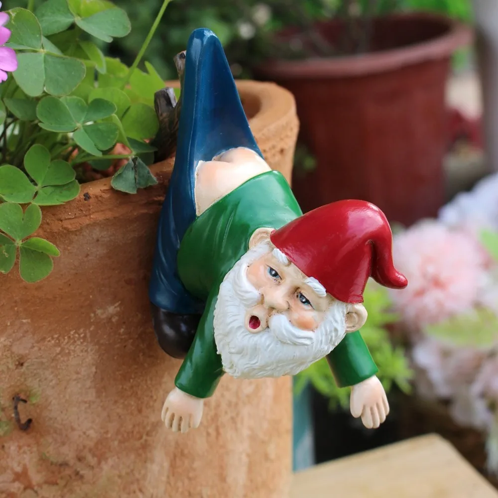 

Funny Mini Gnome Hanging Statue Cartoon Lifelike Dwarf Miniature Sculpture Resin Dwarf Pants Pendant Flowerpot Decoration