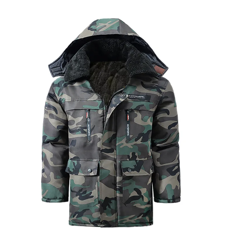 Camouflage cotton coat winter plush thick waterproof protectiv clothing wear-resistant cold resistant cotton jacket fishing suit