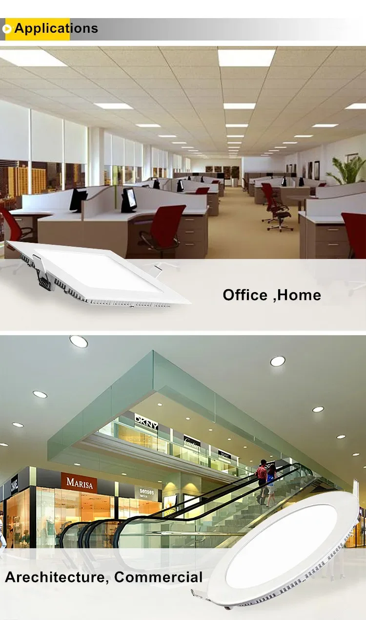 Ultra Thin LED Panel Downlight 3W 4W 6W 9W 12W15W 25W Round/ Square LED Ceiling Recessed Light AC85-265V LED Panel lamps