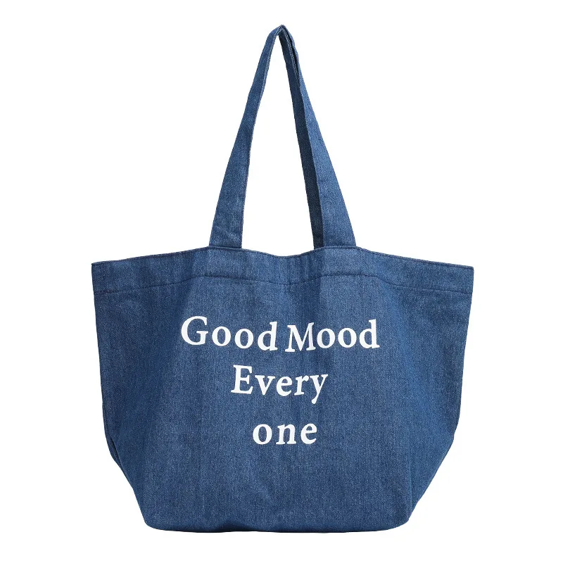 

Denim Retro Handbag Casual Printed Underarm Bag Fashion Letters Shoulder Women's Bag