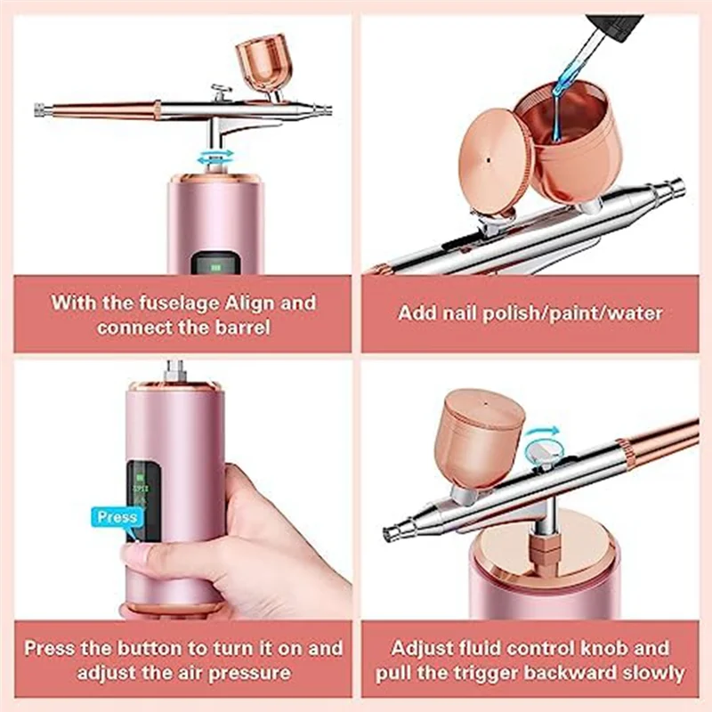 Airbrush Kit With Compressor, Cordless Airbrush Set With LED Display, 36 PSI High Pressure Portable Airbrush For Model Manicure