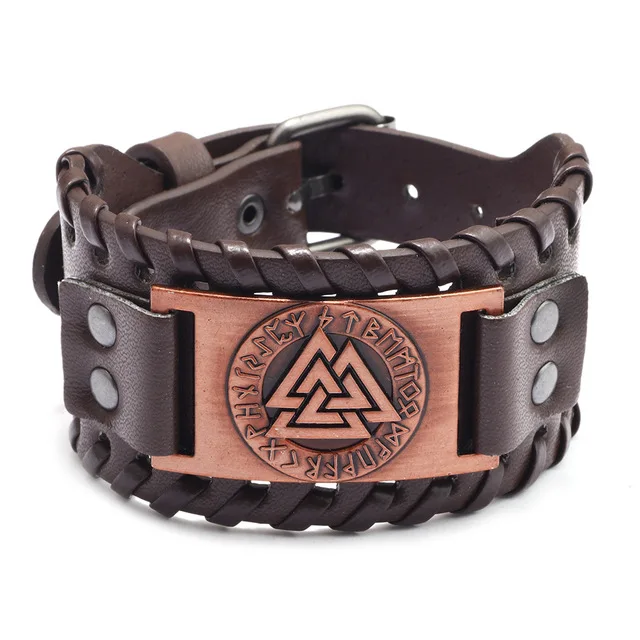 Punk Männer Breite Armreif Zubehör Wolf Kopf Charm Armband Leder Weben Einstellbare Armband Freundschaft Schmuck