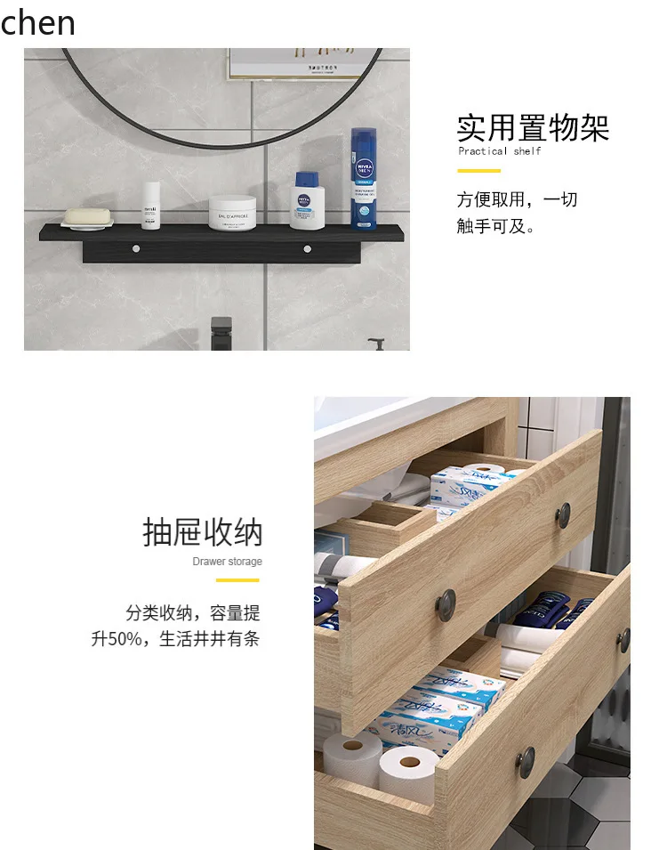 YFY Bathroom Cabinet Set Solid Wood Washstand Basin Cabinet Set