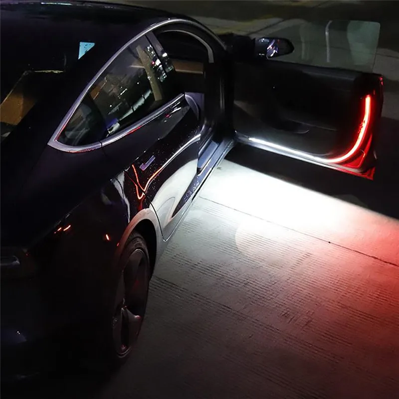 2PCS Car Door LED Strip Lights Car Door Opening Night Warning Light Flashing Light LED Welcome Lamp for vw bmw f30 audi a4 a6