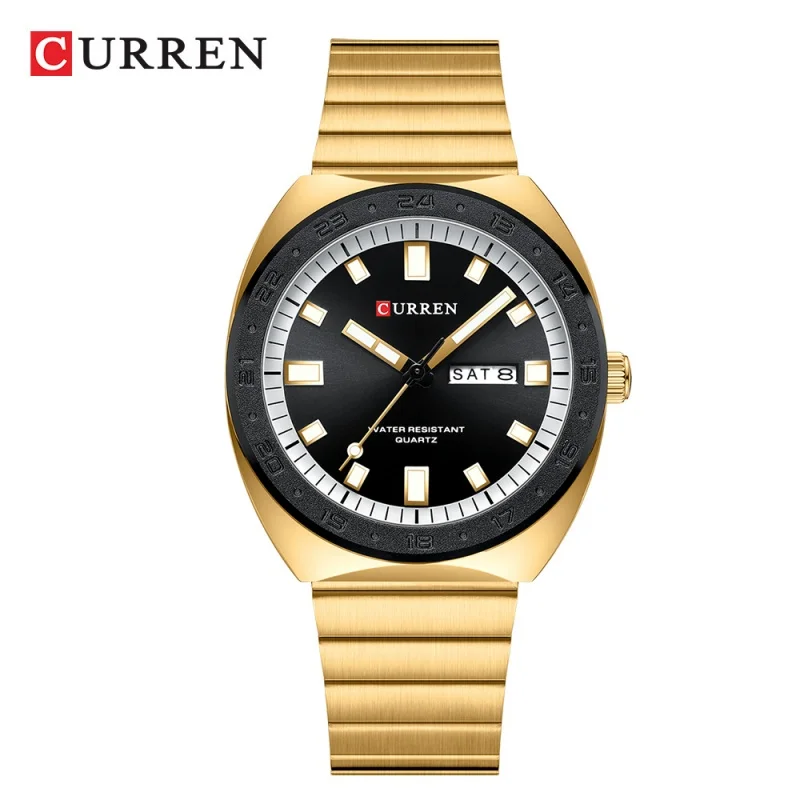 Curren 8473 novo relógio de luxo negócios à prova dwaterproof água relógio masculino luminoso data aço inoxidável quadrado quartzo relógio reloj hombre