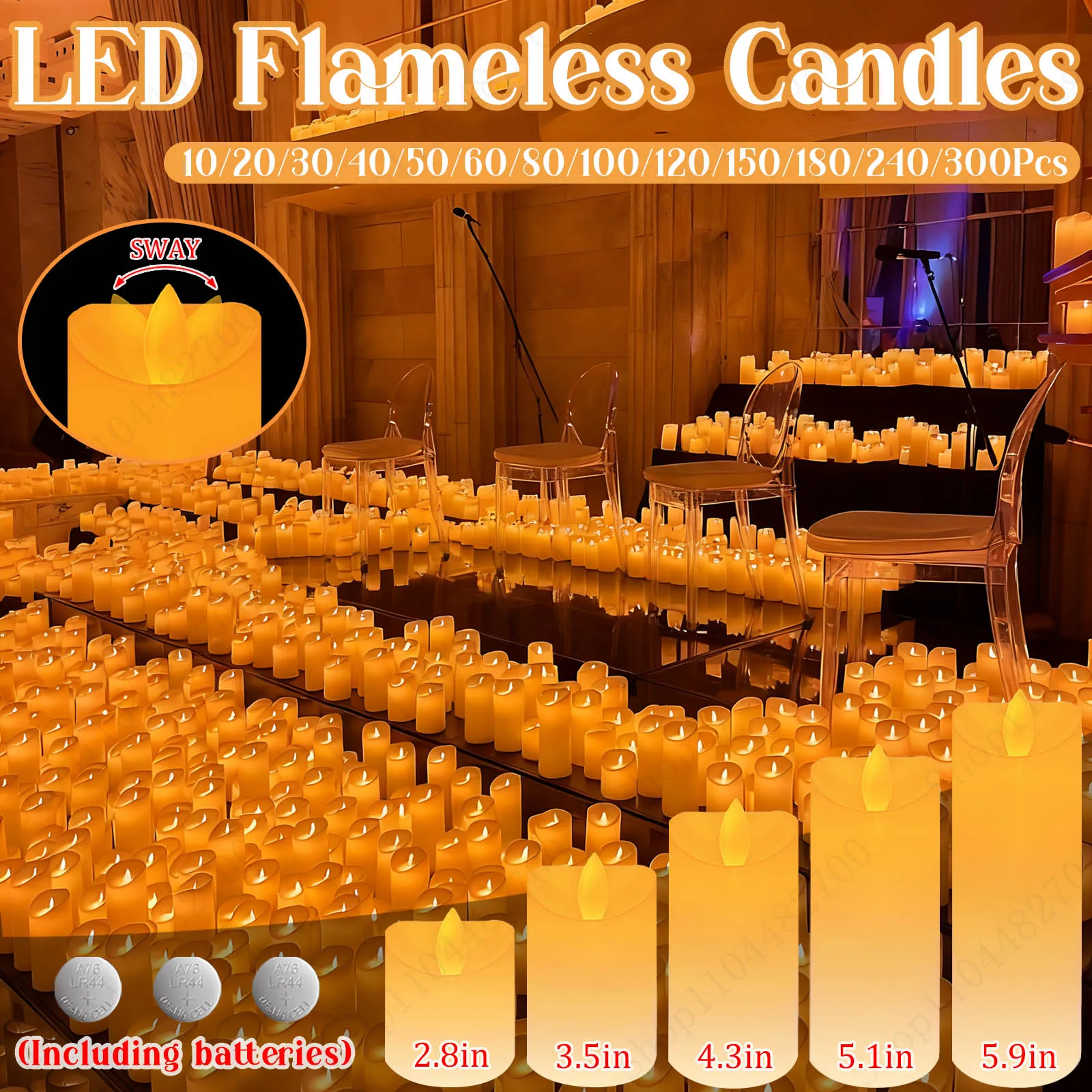 10-300 pièces bougies LED bougies sans flamme bougies de mariage bougies de fête bougies scintillantes bougies décoratives pour Table de Festivals