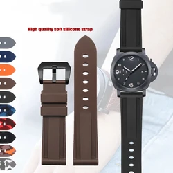 Silicone Watch Band For Panerai PARNIS Omega Watch Strap Camouflage Rubber Bracelet Brown Sport Wristband Accessories 22mm 24mm