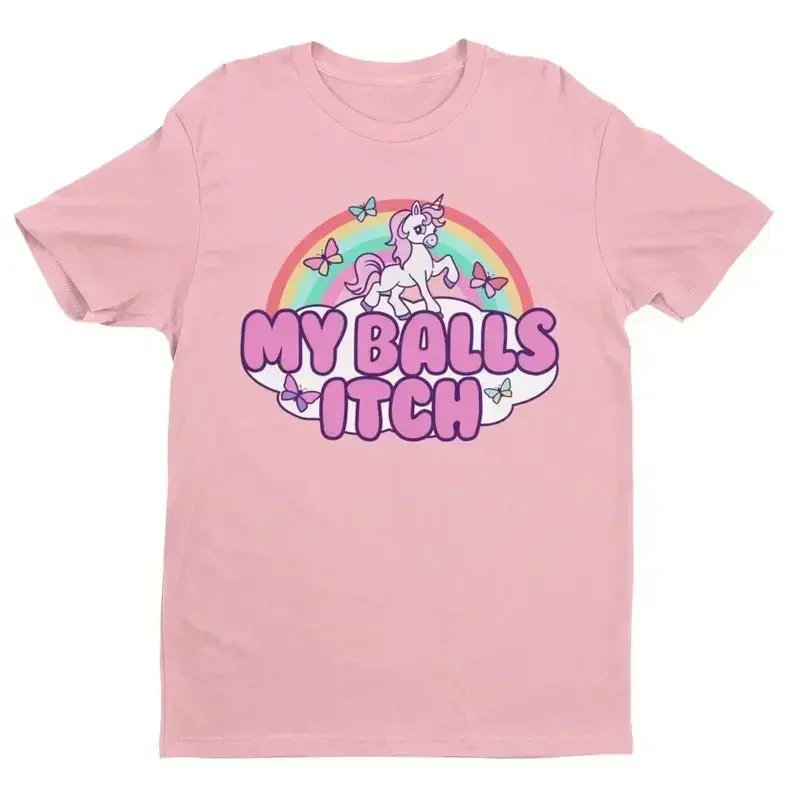 Pop Funny Meme Tshirt My Balls Itch Ironic Unicorn Rainbow Offensive Tshirt Cringe Weird Dank Meme Tee Inappropriate Quote Y2K J